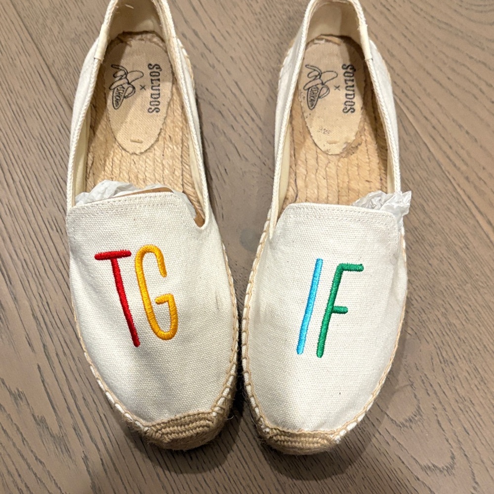 Soludos Cream Espadrilles with Colorful Embroidery